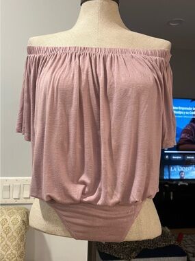 Mustard Seed Dusty Rose Off-Shoulder Top